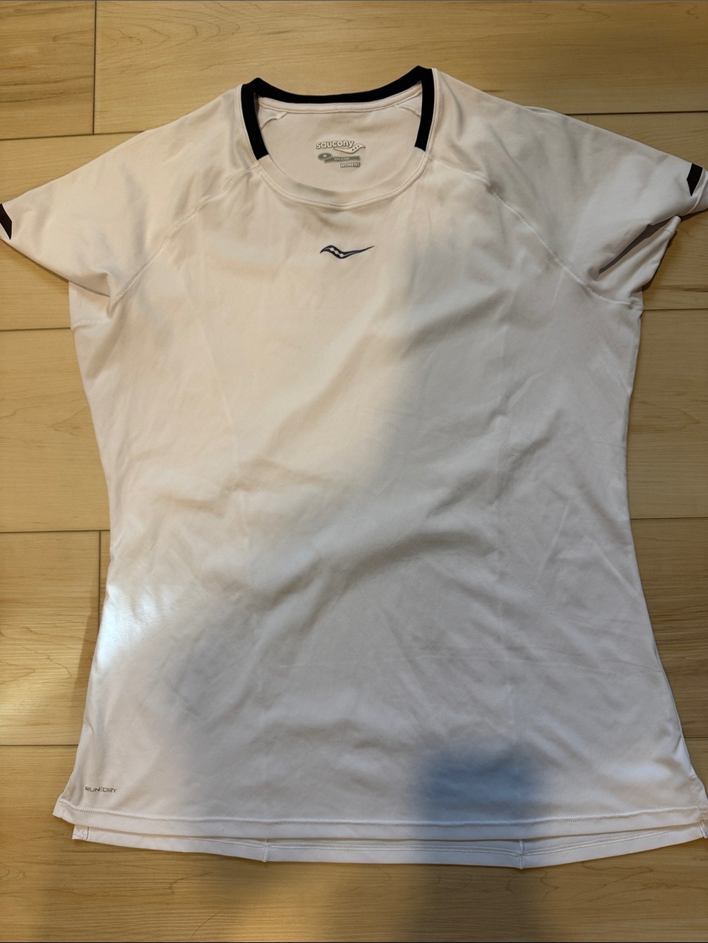 Saucony White Short Sleeve Performance Tee with Black Trim